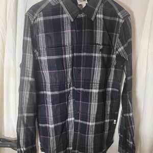 The North Face Black and Gray Plaid Casual Button Down Shirt